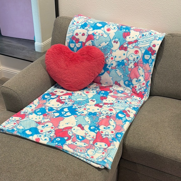 Other - Sanrio Blanket and Heart Pillow Bundle